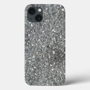 Stylish Silver Glitter Glitz Print iPhone 13 Case