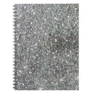 Stylish Silver Glitter Glitz Print Spiral Notebook