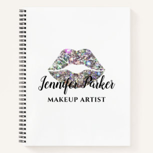 Stylish Silver Glitter Makeup Artist Business Notebook