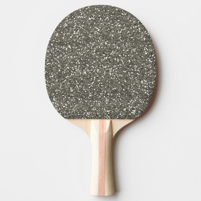 Stylish Silver Glitter Ping Pong Paddle (Front)