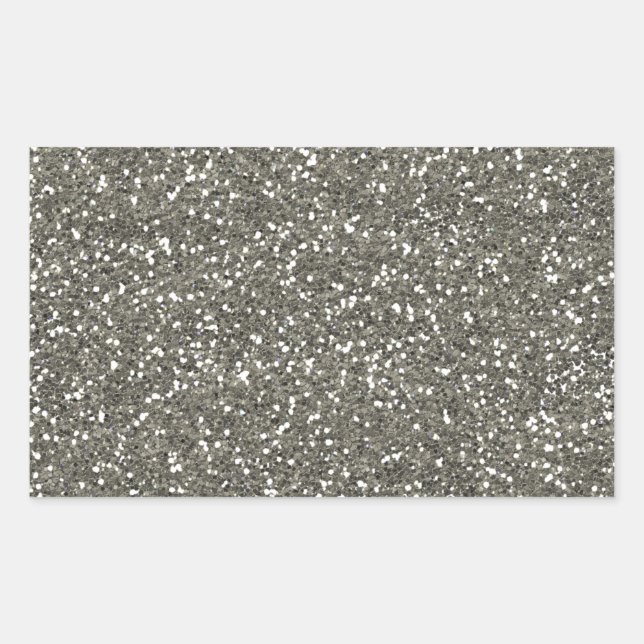 Stylish Silver Glitter Rectangular Sticker (Front)