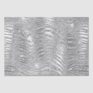 Stylish Silver Glitter Wild Zebra Stripes Pattern Tissue Paper