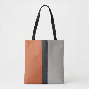 Stylish Silver Grey Navy Orange Red Stripe Pattern Tote Bag