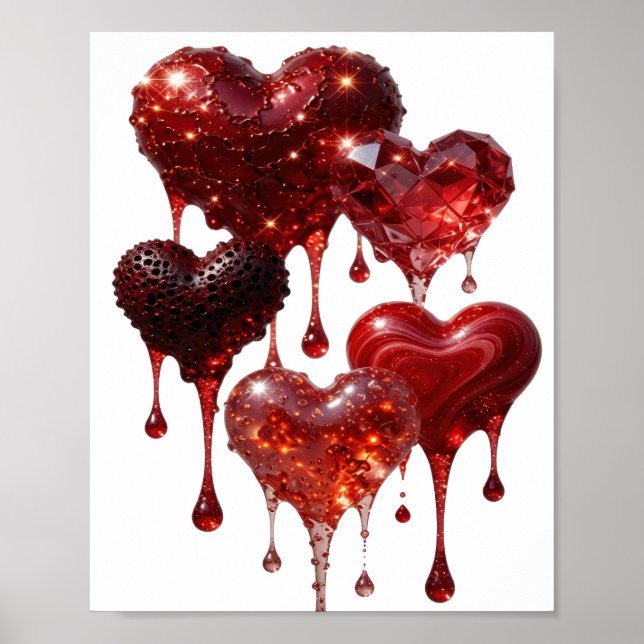 Stylish Silver HEARTS OF GLITTER Poster (Front)