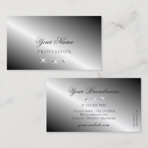 Stylish Silver Metal Sparkling Diamonds Luxurious Business Card