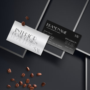 Stylish Silver Mirror Letters with Monogram Modern Business Card