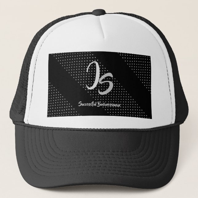 Stylish Silver Monogram for Successful Businessman Trucker Hat (Front)