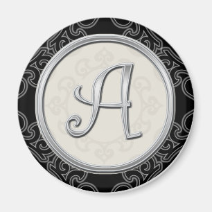 Stylish Silver Monogram Initial A Magnet