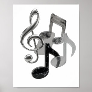Stylish Silver MUSIC IN MOTION Slogan Design Poster