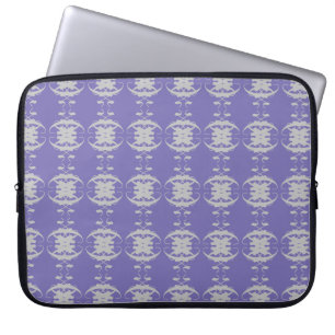 Stylish Silver Oval Pattern on Periwinkle Blue Laptop Sleeve
