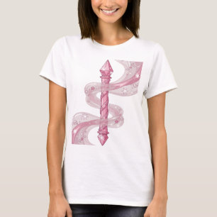 Stylish Silver PINK CRYSTAL WAND Graphic Design T-Shirt