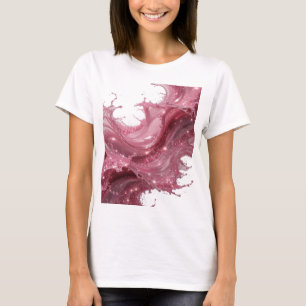 Stylish Silver RED LIQUID SPLASHES Slogan Tee