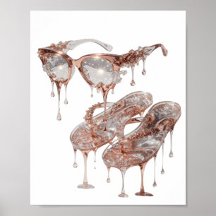 Stylish Silver ROSE GOLD GLAMOUR Artistic Motif Poster