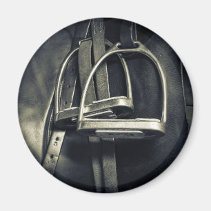 Stylish Silver Stirrups on English Riding Saddle Magnet