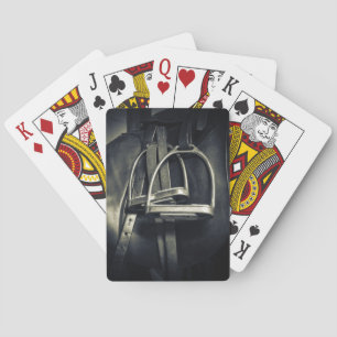 Stylish Silver Stirrups on English Riding Saddle Playing Cards