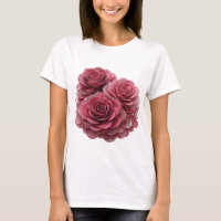 Stylish Silver THREE PINK ROSES WITH WATER DROPS