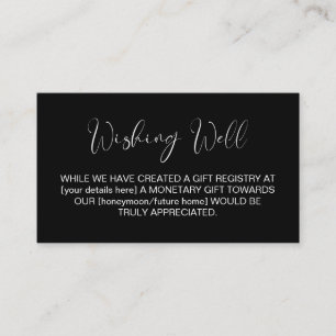 Stylish Simple Black Wedding Wishing Well Enclosure Card