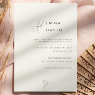 Stylish Simple Black & White Calligraphy Wedding Invitation