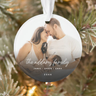 Stylish Simple Christmas Family Photo Ornament