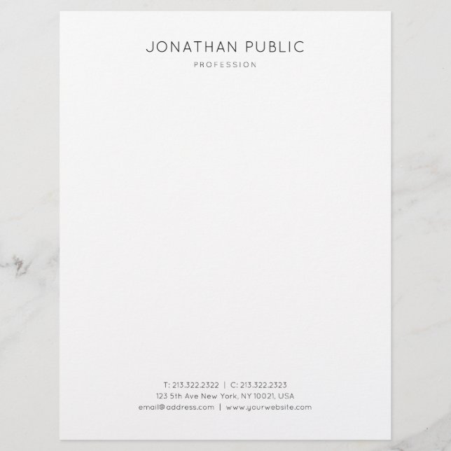 Stylish Simple Design Black White Modern Template Custom Letterhead (Front)