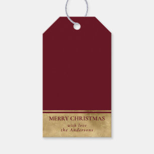 Stylish Simple Faux Gold and Red Christmas Gift Tags