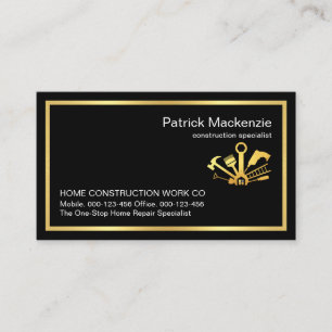 Stylish Simple Gold Handyman Tools Frame Business Card