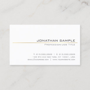 Stylish Simple Gold Stripe Design Trendy White Business Card