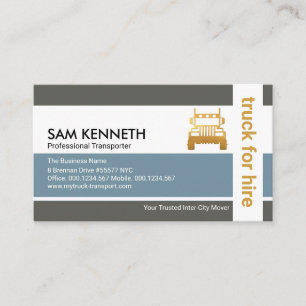 Stylish Simple Grey Columns Semi Truck Driver Business Card