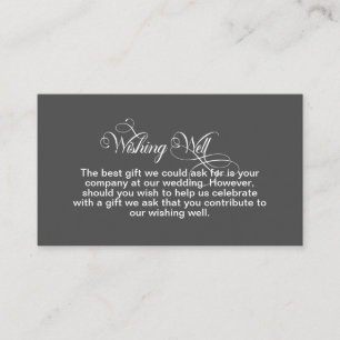 Stylish Simple Grey Wedding Wishing Well Enclosure Card