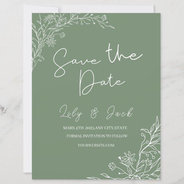Stylish simple minimal Elegant modern sage green  (Front)