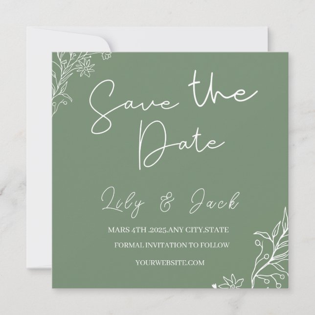 Stylish simple minimal Elegant modern sage green Invitation (Front)