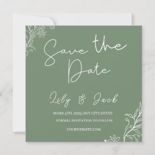 Stylish simple minimal Elegant modern sage green Invitation