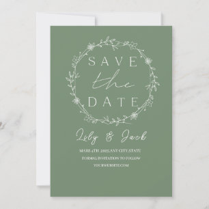 Stylish simple minimal Elegant modern sage green Save The Date