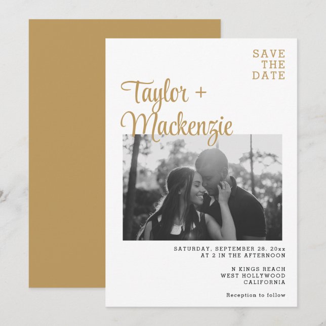 Stylish Simple Minimalist Personalised Wedding Save The Date (Front/Back)