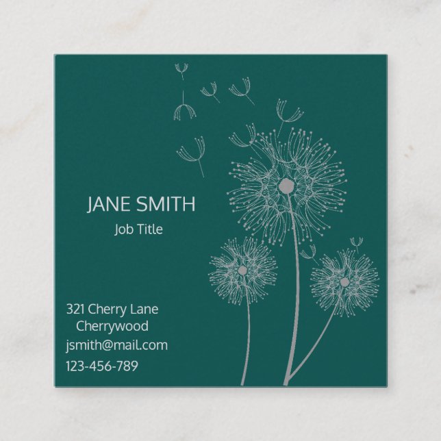 Stylish simple modern floral customisable square business card (Front)