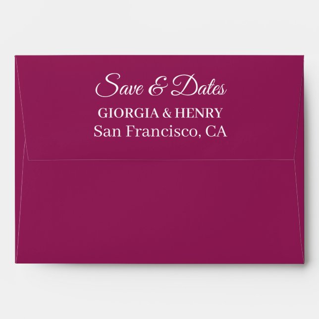 STYLISH SIMPLE MODERN MINIMLIST WINE WEDDING ENVELOPE (Back (Top Flap))