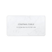 Stylish Simple Modern White Marble Plain Address