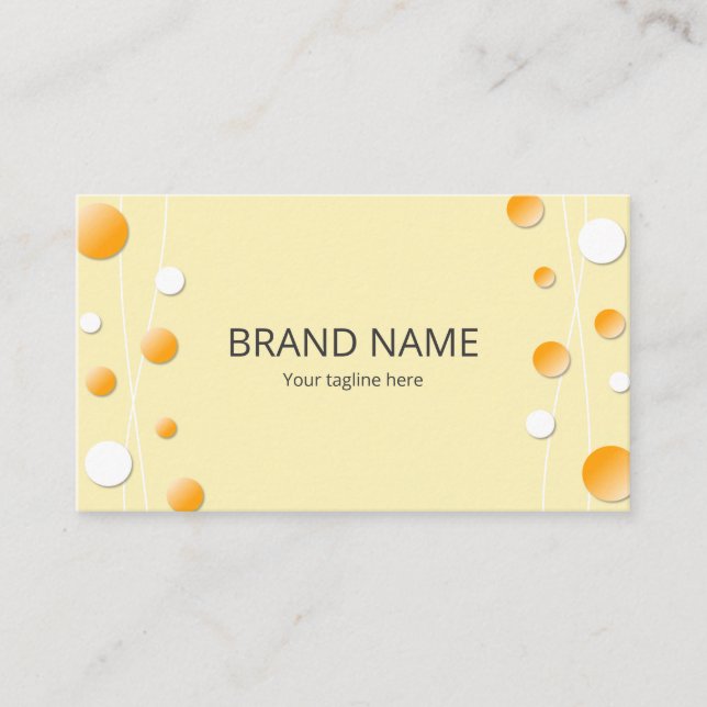 Stylish Simple Orange Yellow Dot Pattern Frame Business Card (Front)
