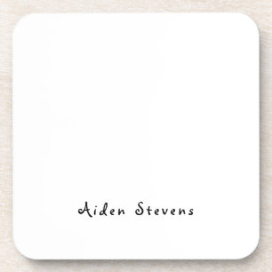 Stylish Simple Plain Black & White Minimalist Coaster