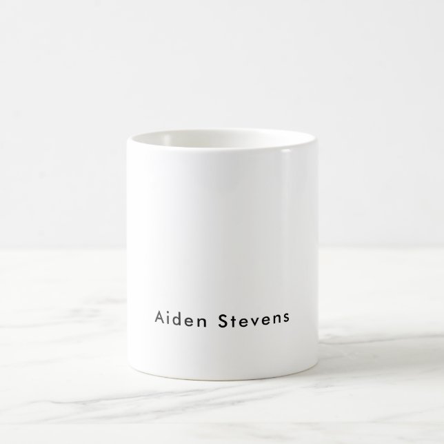 Stylish Simple Plain Black & White Minimalist Coffee Mug (Center)
