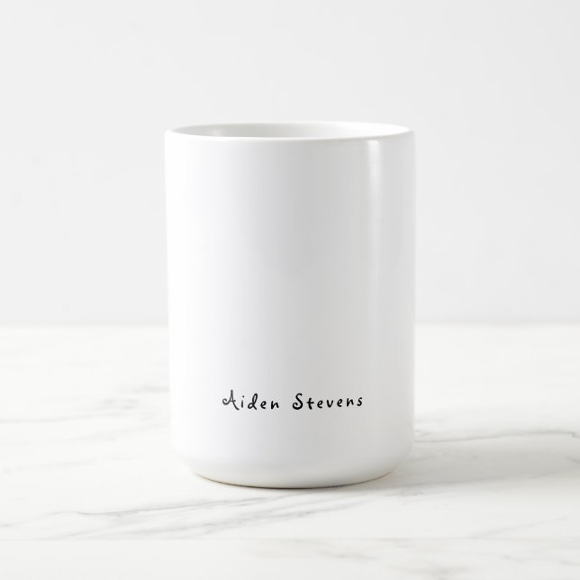 Stylish Simple Plain Black & White Minimalist Coffee Mug (Center)