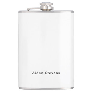 Stylish Simple Plain Black & White Minimalist Hip Flask