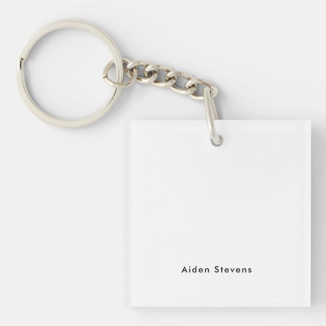 Stylish Simple Plain Black & White Minimalist Key Ring (Front)
