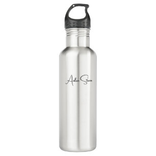 Stylish Simple Plain Black & White Minimalist Name 710 Ml Water Bottle