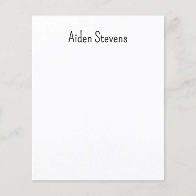 Stylish Simple Plain Black & White Minimalist Name Flyer (Front)