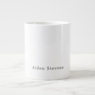 Stylish Simple Plain Black & White Minimalist Name Large Coffee Mug