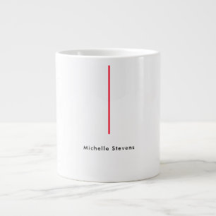 Stylish Simple Plain Black & White Red Minimalist Large Coffee Mug