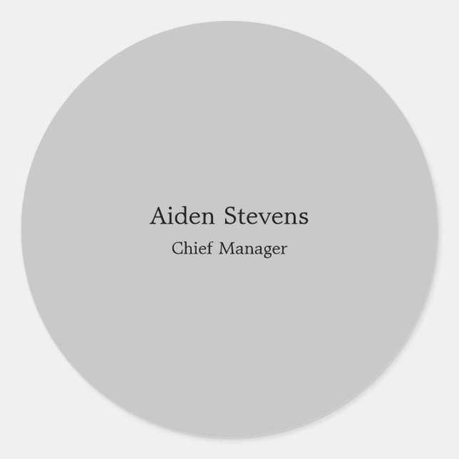 Stylish Simple Plain Grey Minimalist Classic Round Sticker (Front)