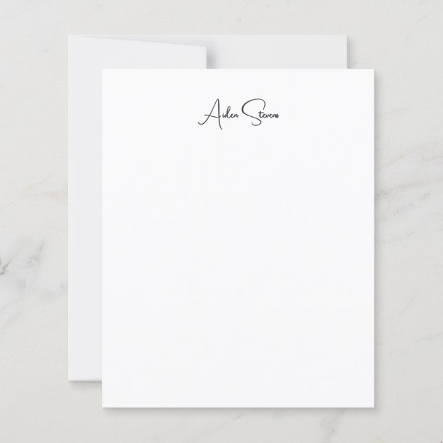 Stylish Simple Plain Minimalist Name Paper Sheet (Front)