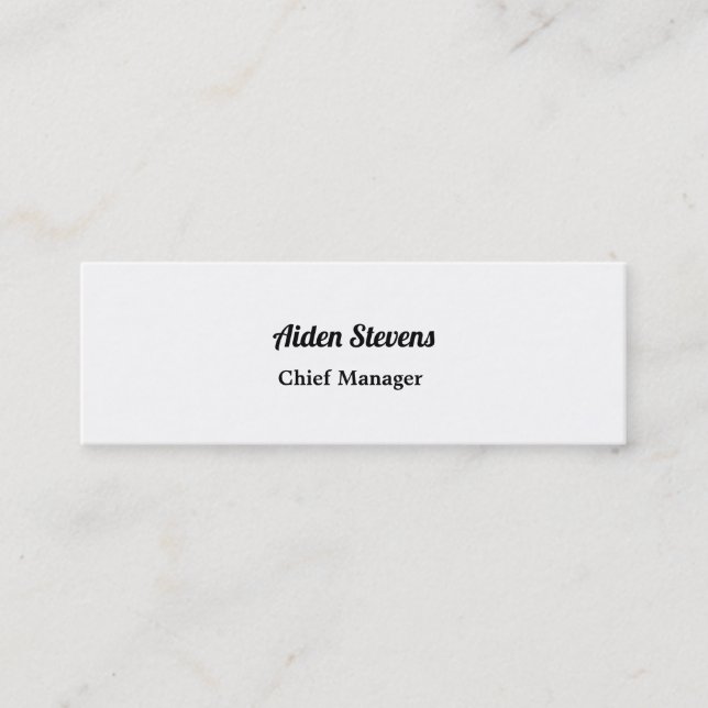 Stylish Simple Plain White Minimalist Legible Mini Business Card (Front)